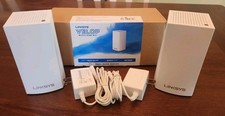 Lot of 2 Linksys WHW01 Wireless Mesh WiFi Router Extenders AC1200 Works picture