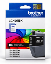 Brother LC401BK Genuine OEM Black Ink Cartridge New Sealed 200 Page Yield 2028 picture