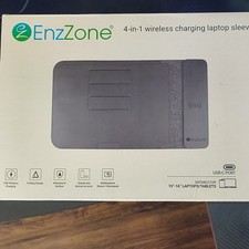 EnzZone 4-in-1 Leather Sleeve Case 15-16in Gray Waterproof USB-C Wireless picture