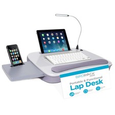 Multi Tasking Memory Foam Lap Desk with USB Light (Silver) | Supports Laptops... picture