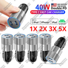 For iPhone 14 13 12 11 Pro Max 8 7 Dual PD Car Charger 40W Fast Charging Adapter picture