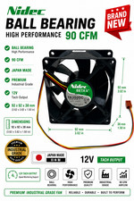Nidec 92x92x38mm 9238 DC 12V 90CFM Super High Airflow Premium Industrial Fan picture