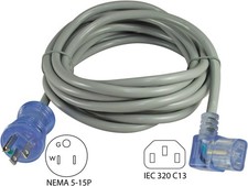 15ft 13A 125V 16AWG 5-15P to Right C13 Hospital Cord UL listed picture