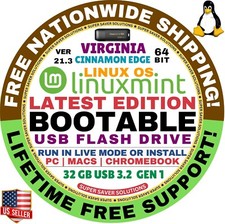 Linux MINT 21.3 USB VIRGINIA Cinnamon Edge 64-Bit Live Boot, Install for MAC, PC picture