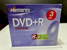 Memorex DVD+R 3 pk 8X 4.7GB 120 min Video New Factory Sealed picture