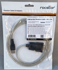 Rocstor 1 Port USB to Null Modem RS232 DB9 Serial DCE Adapter Cable W/ FTD 5ft picture
