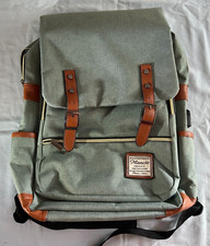 MANCIO TRENDS SLIM VTG DESIGN LAPTOP BACKPACK WITH USB PLUG & LEATHER ACCENTS picture