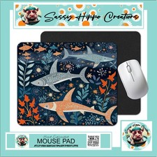 Mouse Pad Sharks Abstract Ocean Beach Sea Anti Slip Back Easy Clean Sublimated picture