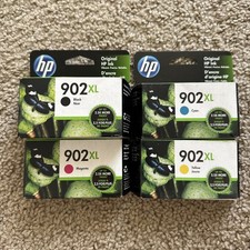 4 Pack HP OEM 902XL Ink Black Color Set cyan magenta yellow 6970 6975 Yr 2021/22 picture