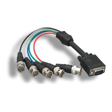 KNTK 1' VGA Male to 5BNC Male Video Adapter 24AWG HD15/RGBHV for PC CCTV DVR Blk picture