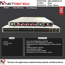 Cisco N9K-C93180YC-FX Nexus 9300 48x 1/10G/25G  SFP+6x 100GB QSFP28 F-B Switch picture