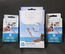 HP Sprocket 100 Portable White X7N07A Photo Printer Bluetooth + 2X Zink Refills picture