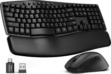 Wireless Keyboard and Mouse Combo, MA41 30dB Quiet Ergonomic Wave Keyboard Se... picture