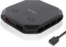 Uphere 12V RGB to 5V ARGB Fan Hub with 6 PWM and 8 ARGB Ports, Black picture