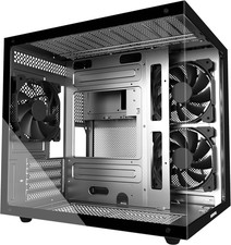 MATX PC Case 270° Panoramic Tempered Glass Panel Gaming PC Case 3 Fans Pre-Insta picture