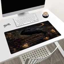 Raven Dark Academia Mouse Pad 24x14in Large Desk Mat Gothic Moon Book Decor picture