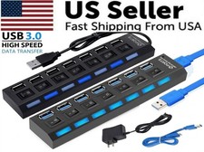 7 Port USB 2.0 / 3.0 Hub Splitter Adapter High Speed For PC Laptop Mac Desktop picture
