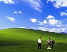 Landscape clouds humor movies field grass green hills Custom Gaming Mat Desk picture