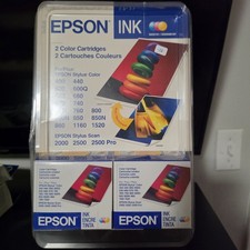 Epson S020191 S020089 Color Ink Cartridge 2-Pack Stylus Color 400 600 740 NOS picture