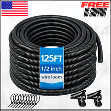 Automotive Split Wire Loom Tubing Flame Retardant Cover Black 1/2