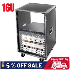 16U Cabinet Rolling Network Rack Audio Studio Video Telecom Equipment Rack Black picture