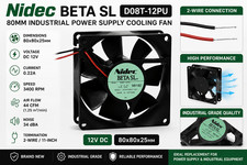 2-Wire Power Supply Fan Replace Nidec 80mm 3