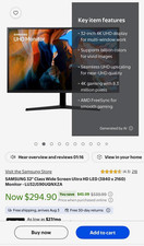 Samsung 32in 4K UHD LED Monitor FreeSync 60Hz 4ms HDMI/DP LU32J590 picture