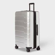 Large Checked Hardside Suitcase - Open Story Silver picture