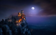 Landscape nature moon castle moonlight starry night Custom Gaming Mat Desk picture