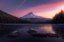 Landscape oregon winter sunrise lake mountains nature Custom Gaming Mat Desk picture