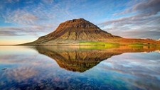 Landscape reflection mountains kirkjufell iceland lake Custom Gaming Mat Desk picture