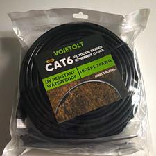 VOIETOLT Cat6 RJ-45 Outdoor Direct Burial Cable UV/Waterproof Black picture