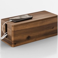 TIDITA Acacia Wood Large Cable Management Box Round Edge - 16