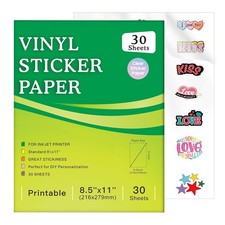 30 Sheets Clear Vinyl Printable Sticker Paper for Inkjet Printers Premium Vinyl picture