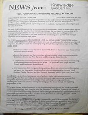 Stock Expert flyer, 1988 - for evaluating companies and the value of their stock picture