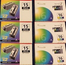 Lot 10 New Genuine Canon 15 Black & 16 Color Inkjet Cartridges No Box SEALED BAG picture