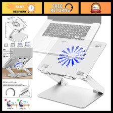 Ventilated Laptop Cooling Pad with Low-Noise Fan & USB Hubs, Ergonomic Stand for picture