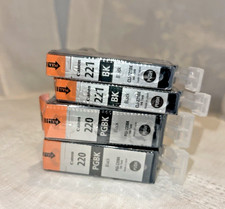 Genuine Canon 220 (qty 2) & 221(qty 2) Black Ink Cartridges - Sealed/New picture