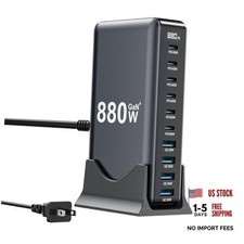 880W USB C Charger Block,10-Port USB C Charging Station GaN IV Travel Black picture