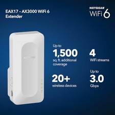 NETGEAR WIFI 6 RANGE EXTENDER (EAX17) - AX3000 DUAL-BAND WIRELESS SIGNAL - picture