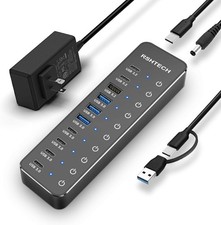 10 Ports Powered USB 3.2/USB C Hub Splitter 60W with 3 x 10Gbps USB 3.2 Ports (2 picture