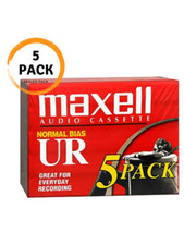 Maxell UR 90 Cassette Tape (5PK) Normal Bias 108562 / 90 Minute Audio Tape -NEW picture