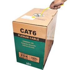 BN CABLES CAT6 PLENUM UTP 100% PURE COPPER CMP, 550Mhz 23AWG 1000FT CABLE YELLOW picture