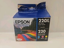 Epson 220XL Black 220 Cyan Magenta Yellow Ink Set T220XL-BCS Exp 06/22 picture