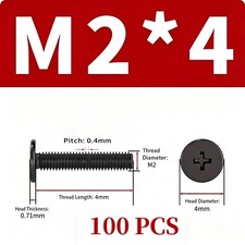 100pcs M2x4mm New Laptop Notebook Computer Screws Phillips Head Bolt Screw Black picture