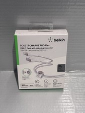Belkin 6.6' BoostCharge Pro Flex USB-C to 8 Pin Connector Cable Strap White picture