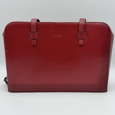 Levenger Stuctured Burgundy Red Leather Laptop Bag/Briefcase 15 1/2” X 10 1/2”/c picture