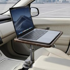 Solid Wood Car Desk for Laptop, Height-Adjustable, 360° Rotating picture