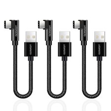 aceyoon 3 Pack 90 Degree USB C Cable, 0.6ft Short 0.6 ft (3 Pack), Black picture