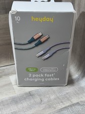 Heyday USB-C to USB-C Cable 10ft 2 Pack Braided Deep Sage & Peri Blue New picture
